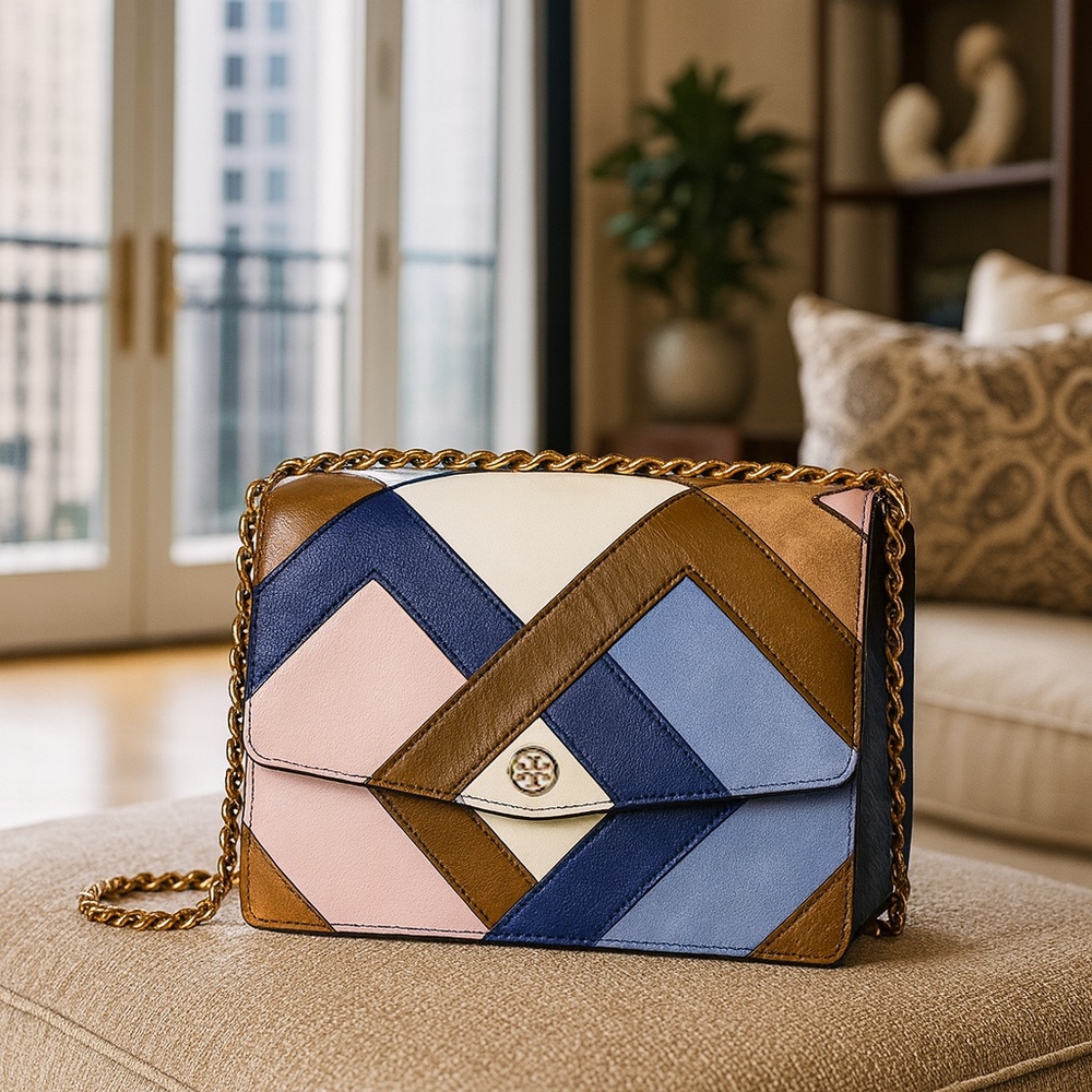 NEW Tory Burch Robinson Mixed Leather Multi Color Shoulder Bag/Crossbody Bag
